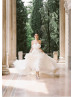 Strapless Ivory Pleated Tulle Ruffled Stunning Wedding Dress